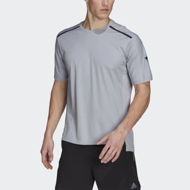 Männer Gewichtheben Workout PU-Coated T-Shirt Grau