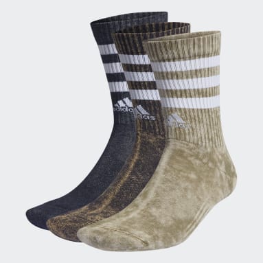 Lifestyle Green 3-Stripes Stonewash Crew Socks 3 Pairs