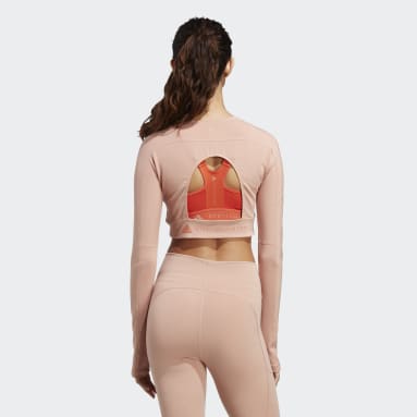 Women adidas_by_stella_mccartney Brown 스텔라 TST 긴팔 크롭탑