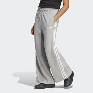 adidas Large Trefoil Cuff Sweatpants - Grey, Women's Lifestyle