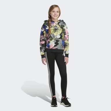 Youth 8-16 Years Training Black Allover Print Fleece Pullover Hoodie