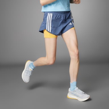 Kvinder Løb Blå Own the Run 3-Stripes 2-in-1 shorts