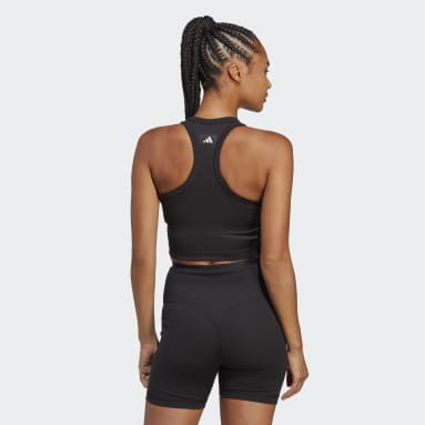 Frauen Fitness & Training Sports Club Crop Graphic Tanktop Schwarz