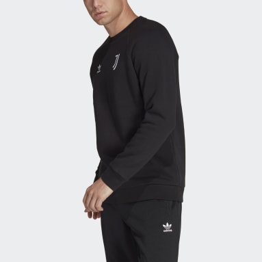 Men Originals Black Juventus Essentials Trefoil Crewneck Sweatshirt
