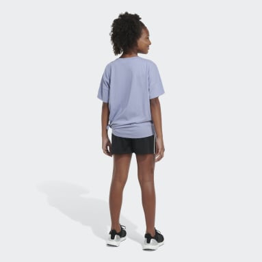 Youth Sportswear Purple Short Sleeve Loose Tie-Front Tee
