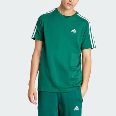 Mænd Sportswear Grøn Essentials Single Jersey 3-Stripes T-shirt