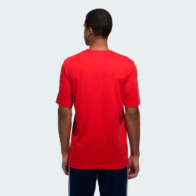 Men Lifestyle Red Small Logo Single Jersey Tee