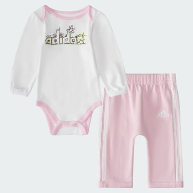 Infant & Toddler Training White Graphic Bodyshirt Jogger Set
