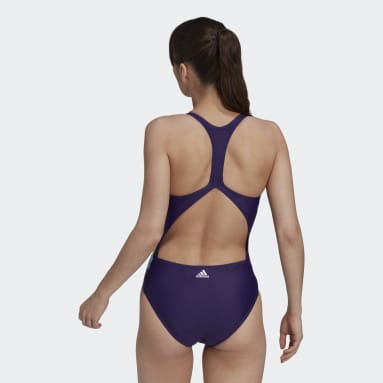 Women Swimming Purple Positivisea Print Swimsuit