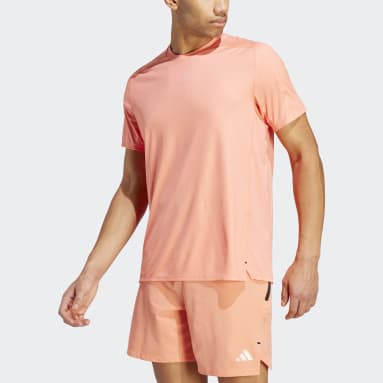 Camiseta Workout PU Print Naranja Hombre Gimnasio Y Entrenamiento