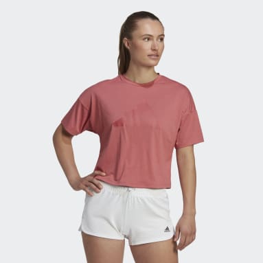 adidas T-shirt Train Icons 3-Bar Logo Rouge Femmes Fitness Et Training