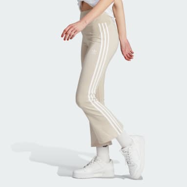 Licras Adicolor Classics 3 Rayas 7/8 Flare Beige Mujer Originals