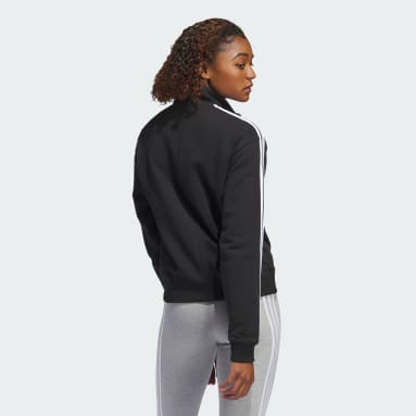 adidas 3-Stripes Oversized Crew Sweatshirt - Black, Women's Lifestyle