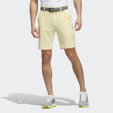 Men Golf Yellow Crosshatch Shorts
