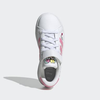 Chaussure avec lacets élastiques et scratch sur le dessus adidas x Disney Grand Court Minnie Mouse blanc Enfants 4-8 Years Sportswear