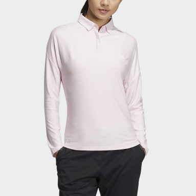 Women Golf Pink Long Sleeve Stretch Polo Shirt