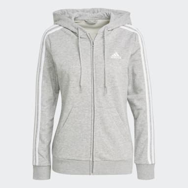 Essentials French Terry 3-Stripes Full-Zip Kapüşonlu Üst