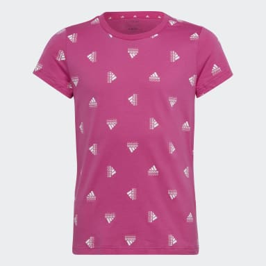 Camiseta de Algodón Estampada Brand Love Rosa Niña Sportswear