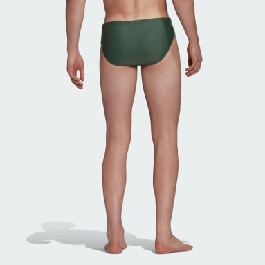 Men Swimming Green Fitness 3-Stripes Swim Trunks
