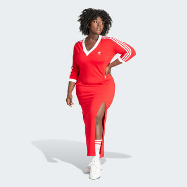 Abito adicolor Classics 3-Stripes V-Neck Maxi (Curvy)
