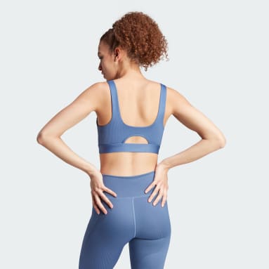 Women's Light Support Seamless Ribbed Sports Bra - Blue