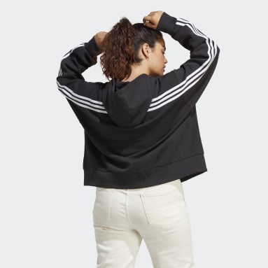 Polerón con Capucha 3-Stripes Full-Zip (Tallas Grandes) Negro Mujer Sportswear