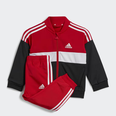 Kids Sportswear Red Tiberio 3-Stripes Colorblock Shiny Track Suit Kids