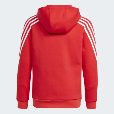 Jungen Sportswear Future Icons 3-Streifen Kapuzenjacke Rot