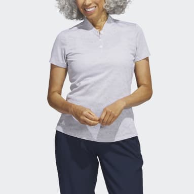 Women Golf White Jacquard Golf Polo Shirt