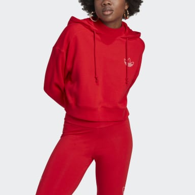 Sweat-shirt à capuche court pour femme ADIDAS - Rouge - Manches longues  Rosso - Cdiscount Sport