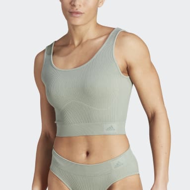 Débardeur crop côtelé Active Seamless vert Femmes Entraînement