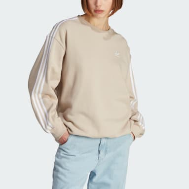 SUDADERA ALGODÓN ADIDAS OVERSIZE MUJER BEIGE