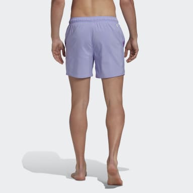Men Swimming Purple Short Length Solid Swim Shorts