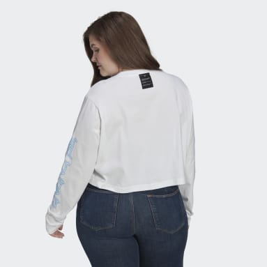 Long Sleeve Crop Tee (Plus Size) Bialy