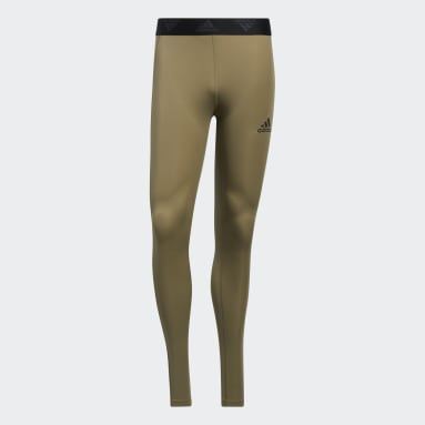Men Training Green Techfit 3-Stripes Long Tights