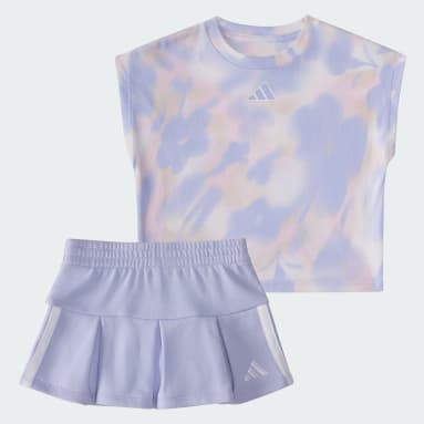 Two-Piece Printed Sleeveless Box Tee and French Terry Skort Set