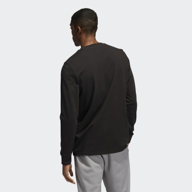 Men Sportswear Black Embroidery Graphic Long Sleeve Tee