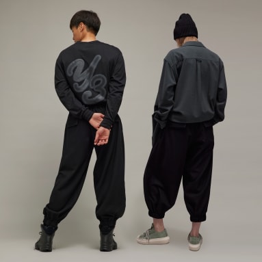 Lifestyle Black Y-3 Wool Flannel Wide Cargo Pants