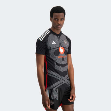 Männer Fußball Orlando Pirates 23/24 Heimtrikot Schwarz