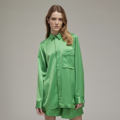 Women's Y-3 Green Y-3 Classic Tech Silk Utility Shirt