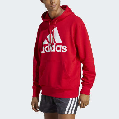 Polera con Capucha Essentials Logo Lineal Felpa Rojo Hombre Sportswear