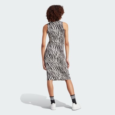 Frauen Originals Allover Zebra Animal Print Kleid Weiß