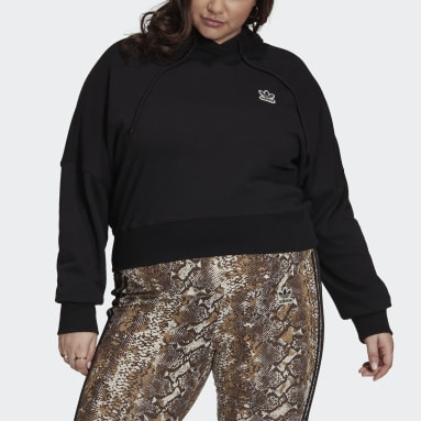 Frauen Originals Cropped Hoodie – Große Größen Schwarz