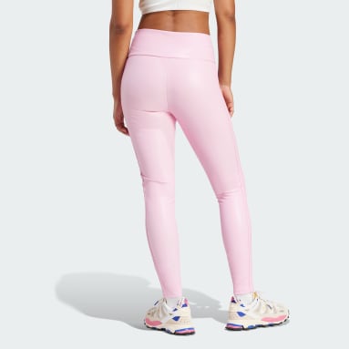 Women's Sportswear Pink Faux Leather Leggings