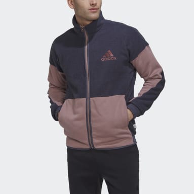 Men Sportswear Blue Colorblock Sherpa Fleece Track Top