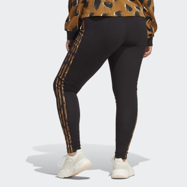 Women Sportswear Black Essentials 3-Stripes Animal Print Leggings (Plus Size)