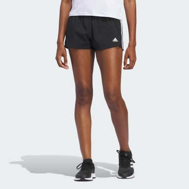 Women Gym & Training Black Pacer 3-Stripes Woven Shorts