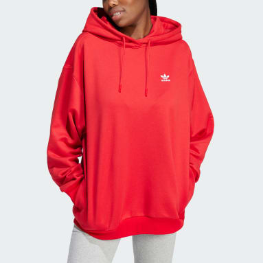 Women Originals Red Trefoil Oversized Hoodie