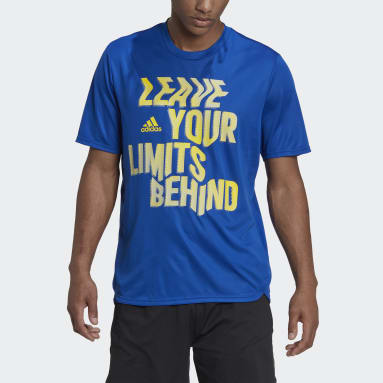 Heren Fitness En Training blauw Designed for Movement AEROREADY HIIT Slogan Training T-shirt