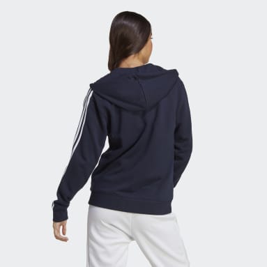 Women Sportswear Blue Essentials 3-Stripes French Terry Regular Full-Zip Hoodie